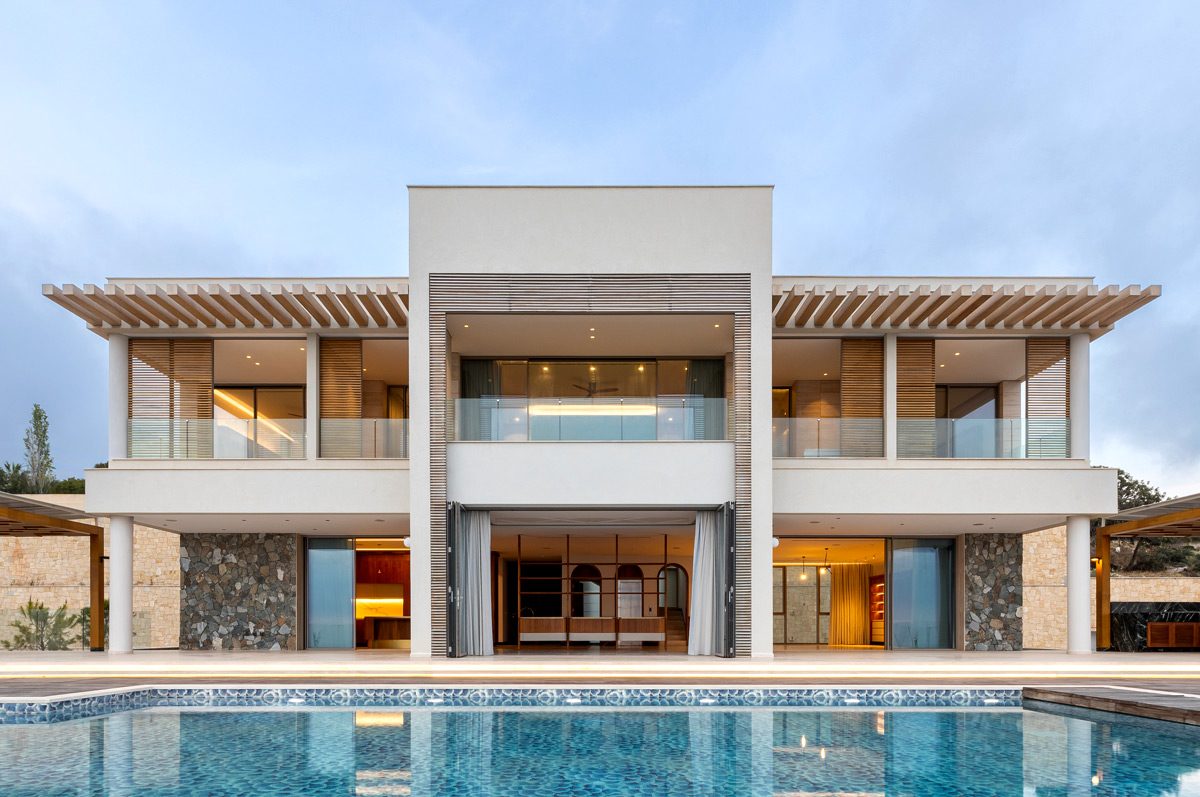 The Akoura Estate at dusk, overlooking the Mediterranean